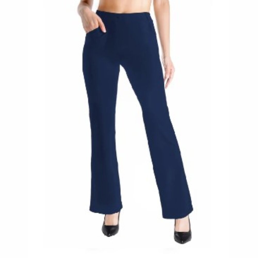 NWT YOGIPACE Navy Blue Bootcut Yoga Dress Pants, 4 Pockets XL